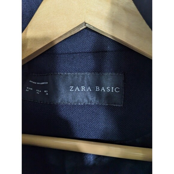 Zara Basic Long Sleeve Mock Neck Full Zip Wool Blend Jacket M - Picture 7 of 9